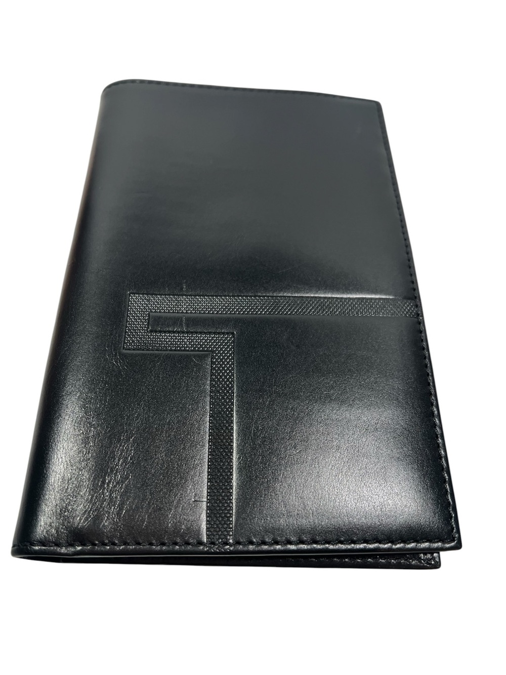 TUMI Men's Breast Pocket Wallet Long Billfold Black Sleek Leather Never Used